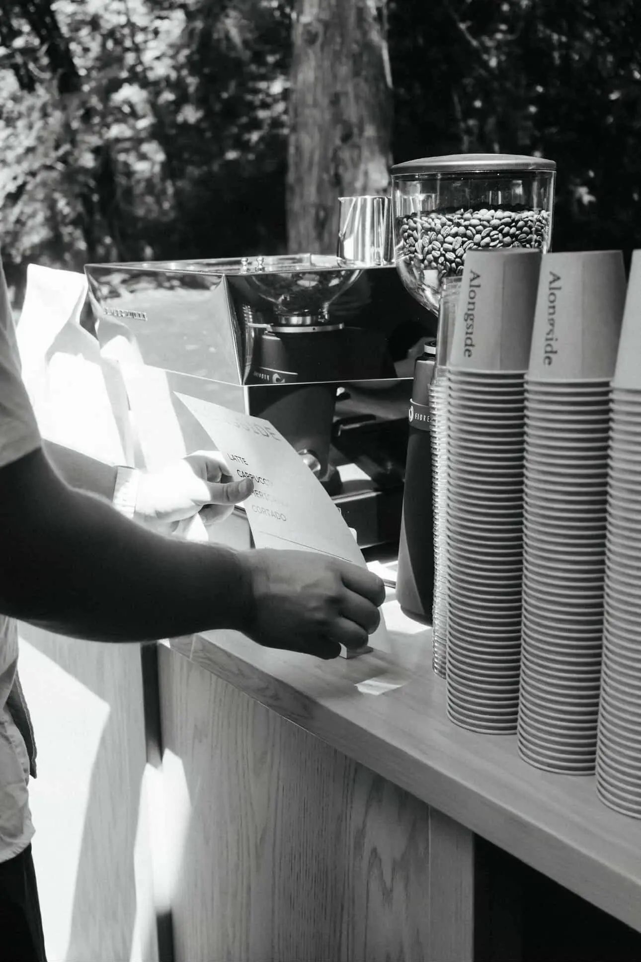 Alongside Coffee Pouring